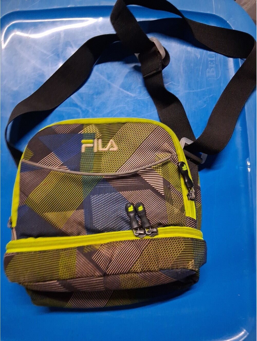 FILA Green Abstract Triangle Patterned Refuel II Insulated Lunch Bag